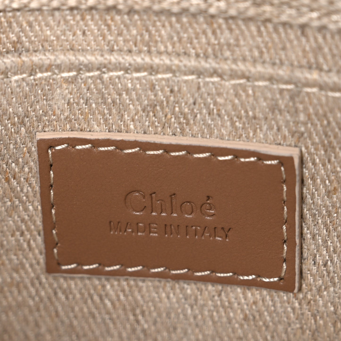 Linen Calfskin Mini Woody Ribbon Tote With Strap Blushy Beige