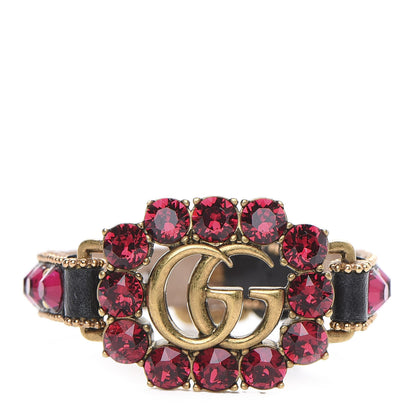 Gucci Calfskin Crystal Double G Bracelet Gold 1 of 5