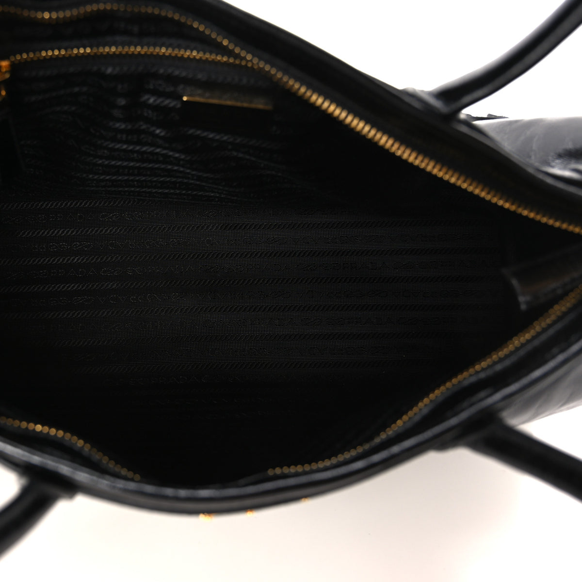 Prada Glossy Calfskin Triangle Large Bonnie Shoulder Bag Black 4 of 9