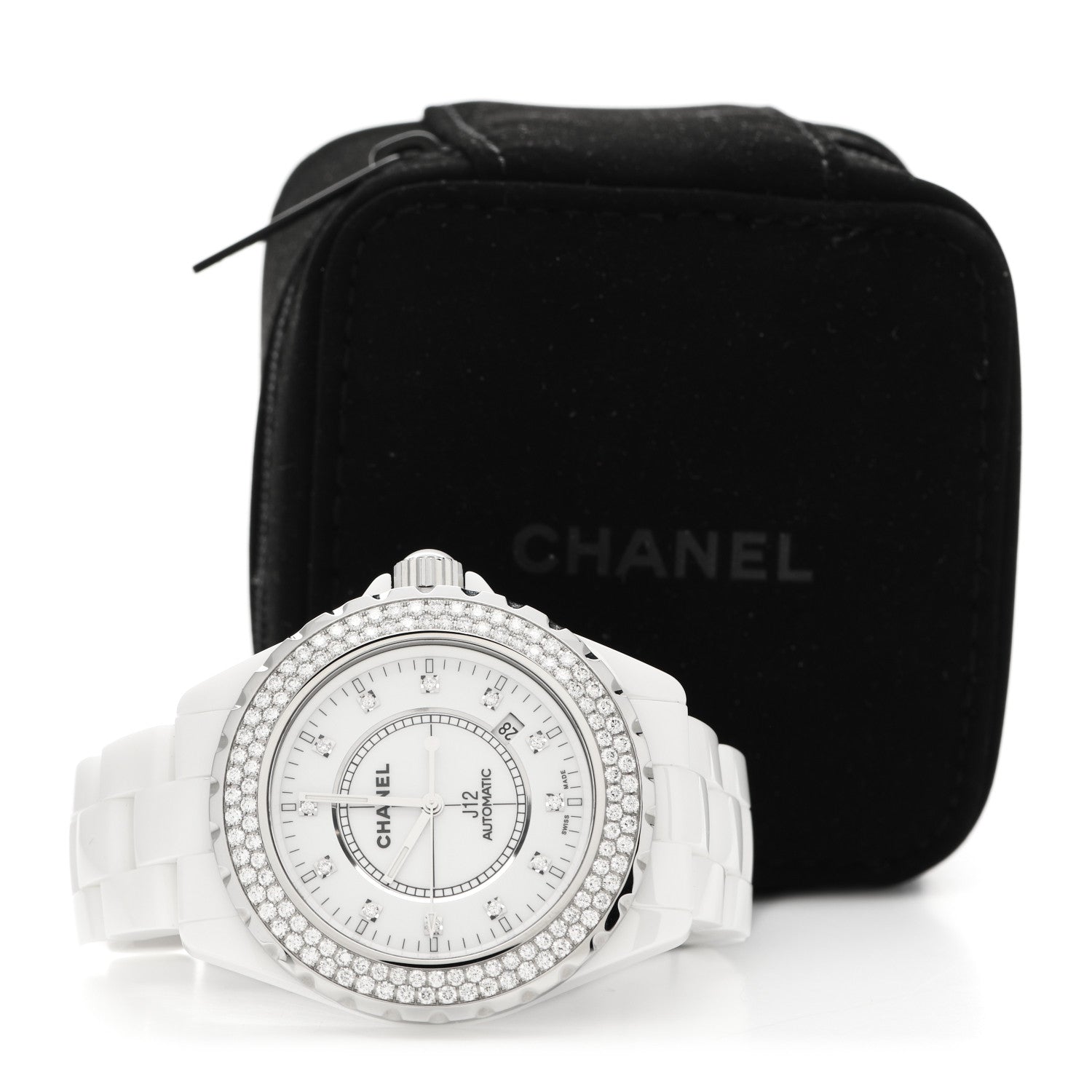 Chanel Stainless Steel Ceramic Diamond Pave Bezel 42mm J12 Automatic Watch White 5 of 5