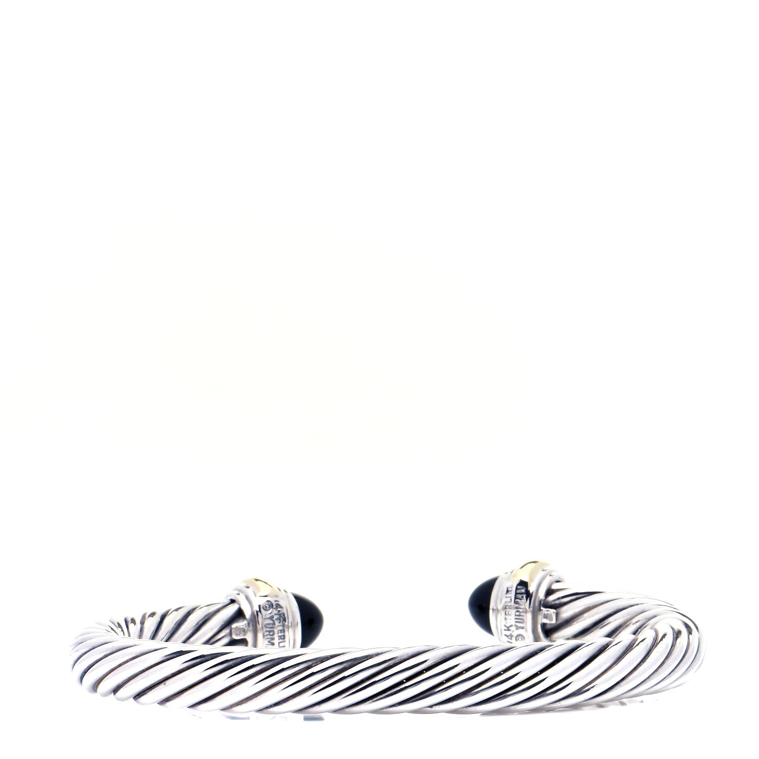 David Yurman Sterling Silver 14K Yellow Gold Black Onyx 7mm Cable Classics Bracelet 3 of 7