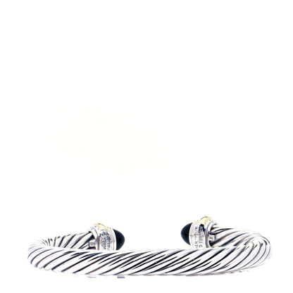 David Yurman Sterling Silver 14K Yellow Gold Black Onyx 7mm Cable Classics Bracelet 3 of 7