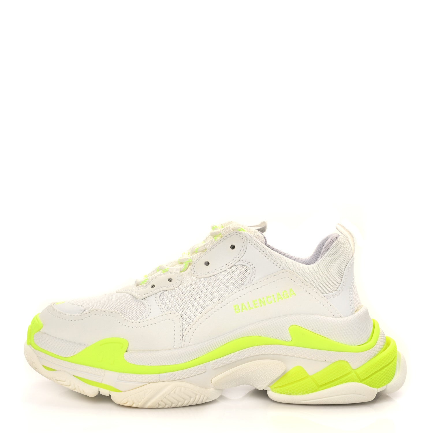 Balenciaga Fabric Mesh Womens Triple S Sneakers 40 Fluo Yellow White Grey 1 of 6