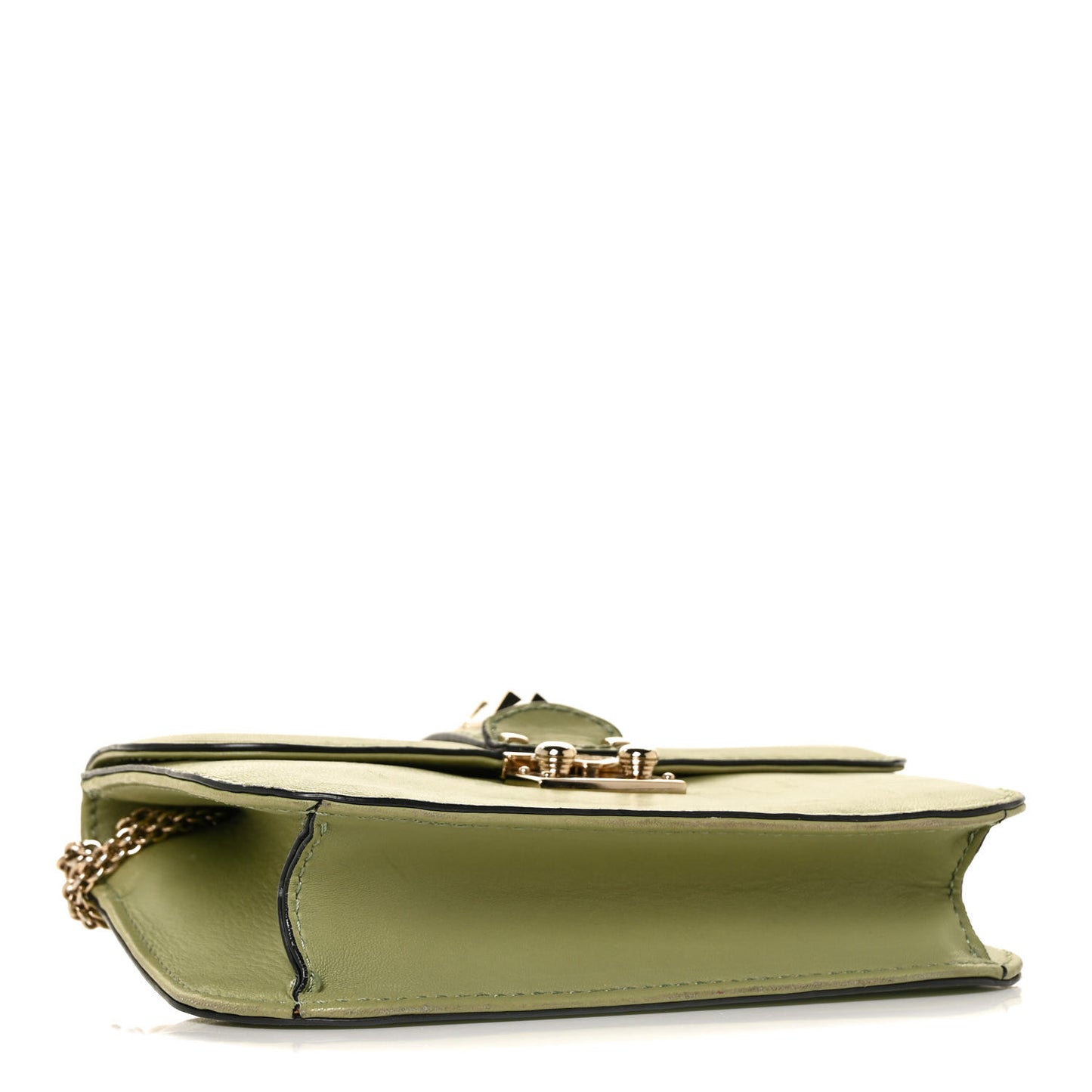Vitello Small Glam Lock Rockstud Flap Green
