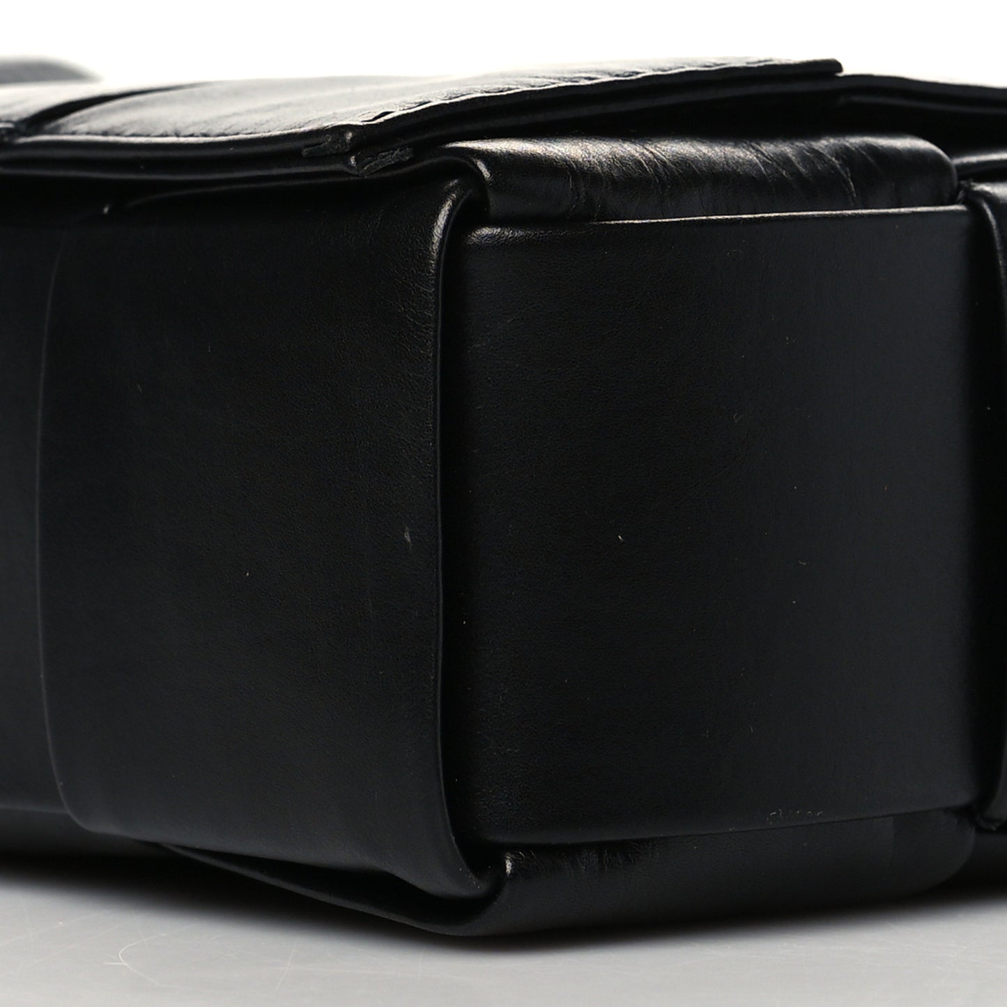 Paper Calfskin Maxi Intreccio Cassette Crossbody Bag Black