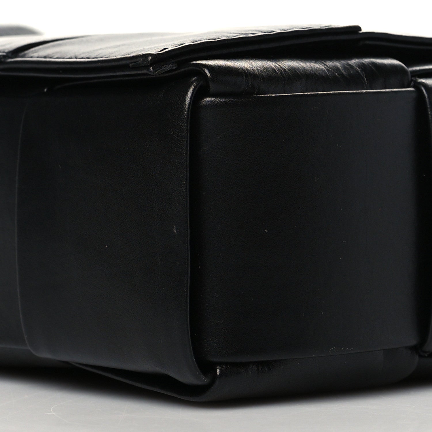 Bottega Veneta Paper Calfskin Maxi Intreccio Cassette Crossbody Bag Black 9 of 10