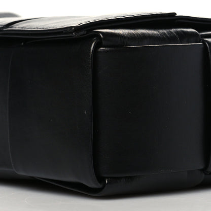 Bottega Veneta Paper Calfskin Maxi Intreccio Cassette Crossbody Bag Black 9 of 10