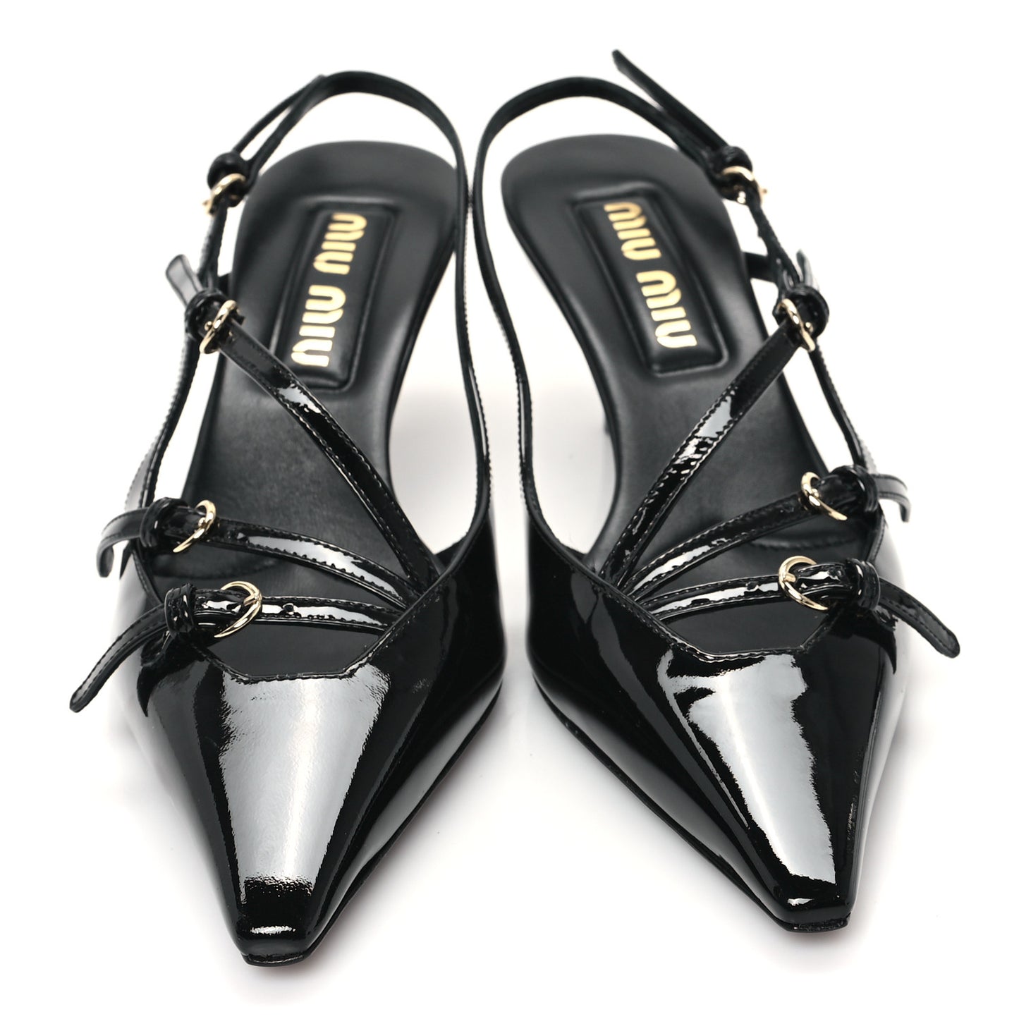 Vernice Buckle 55mm Slingback Pumps 36 Black