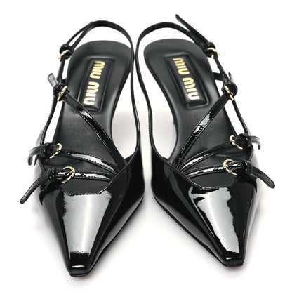 Miu Miu Vernice Buckle 55mm Slingback Pumps 36 Black 3 of 10