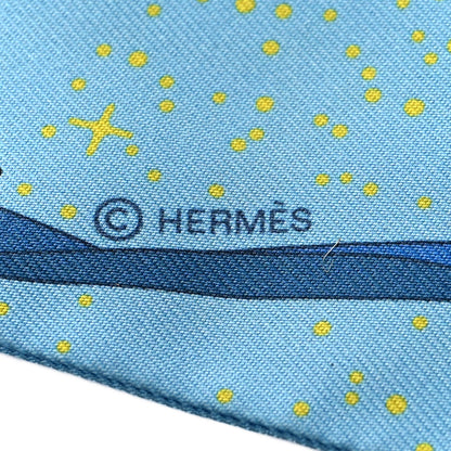 Hermes Silk Space Derby Twilly Bleu Jaune Rouge 4 of 4