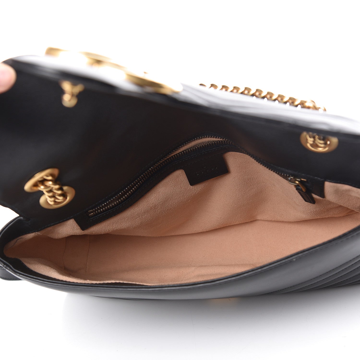 Gucci Calfskin Matelasse Medium GG Marmont Shoulder Bag Black 5 of 13