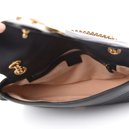 Gucci Calfskin Matelasse Medium GG Marmont Shoulder Bag Black 5 of 13