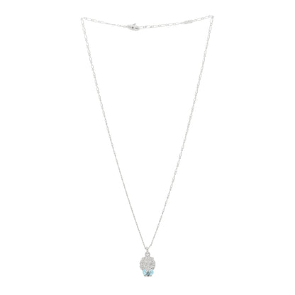 Gucci 18K White Gold Diamond Aquamarine Lion Head Necklace 2 of 7