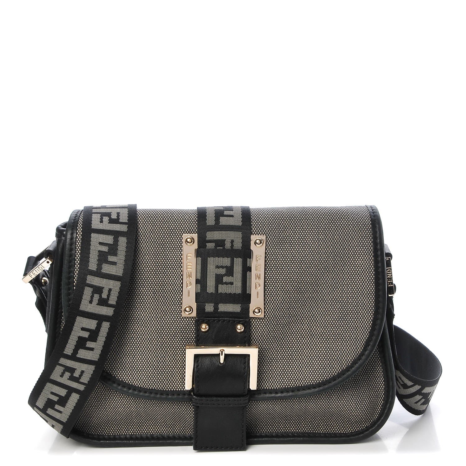 Fendi Canvas Shoulder Bag Black 1 of 7