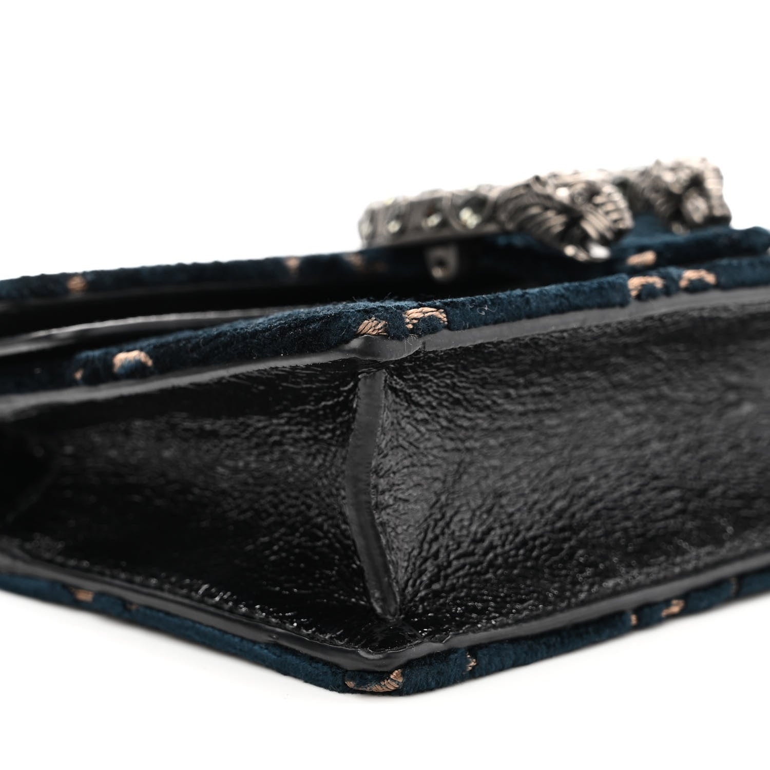 Gucci Velvet GG Monogram Super Mini Dionysus Shoulder Bag Blue Beige Black 8 of 9