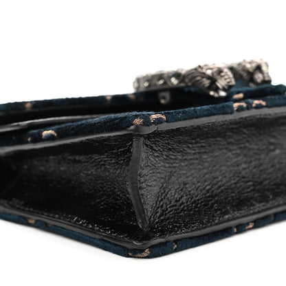 Gucci Velvet GG Monogram Super Mini Dionysus Shoulder Bag Blue Beige Black 8 of 9
