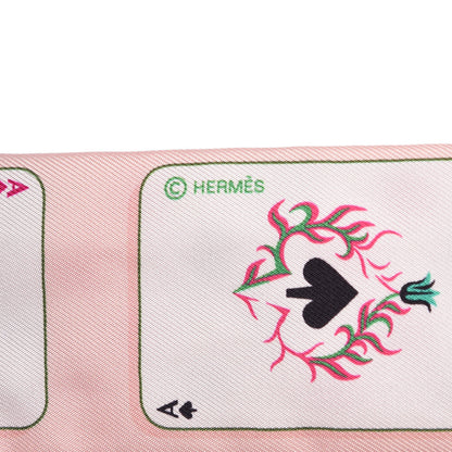 Hermes Silk Jeu de Cartes Twilly Rose Nacre Fuchsia Rouge 5 of 6