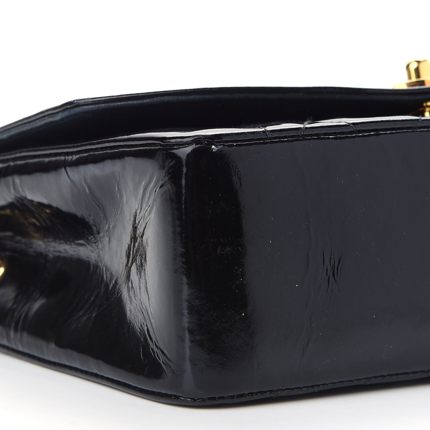 Patent Quilted Small Single Flap Bag Black