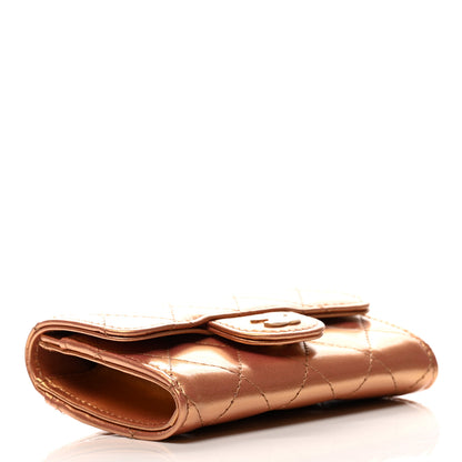 Chanel Metallic Lambskin Quilted Flap Card Holder Wallet Gold 4 of 9