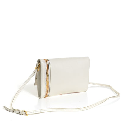 Tom Ford Pebbled Calfskin Alix Zip + Padlock Crossbody White 3 of 7