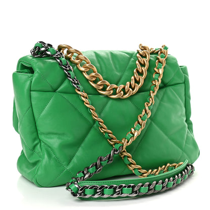 Chanel Lambskin Quilted Large Chanel 19 Flap Green 3 of 9