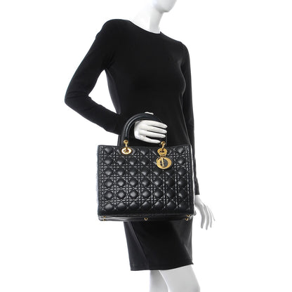 Christian Dior Lambskin Cannage Large Lady Dior Black 2 of 13