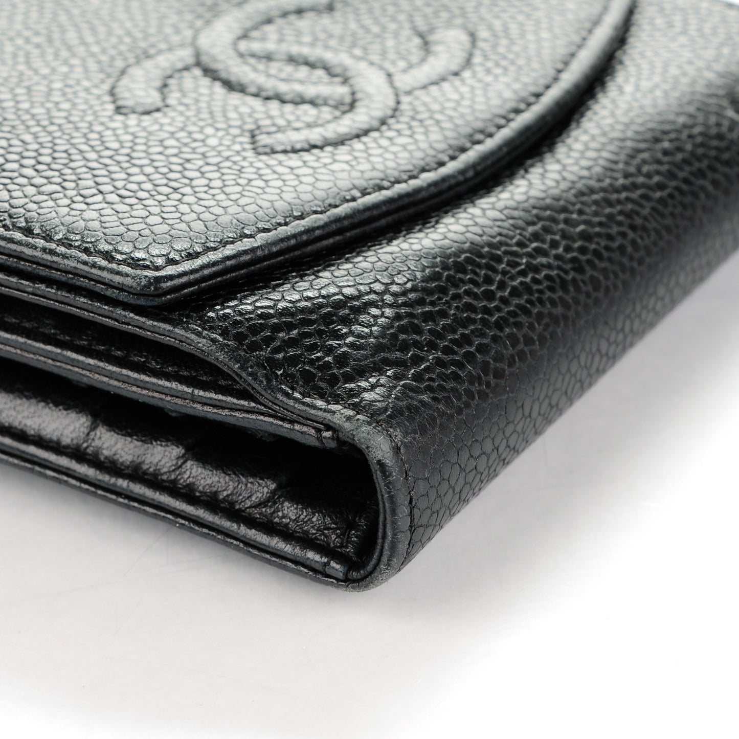 Caviar Timeless CC Compact French Wallet Black