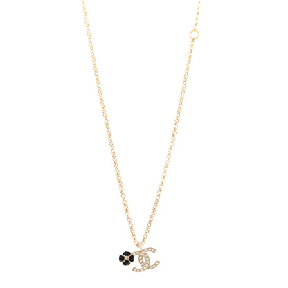Chanel Crystal CC Camellia Necklace Gold Black 3 of 5