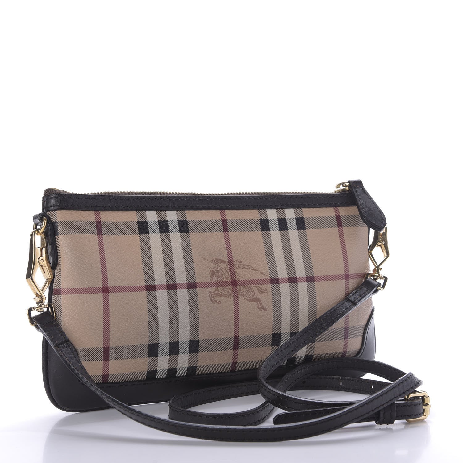 Burberry Haymarket Check Small Peyton Crossbody Clutch Bag Chocolate 2 of 9