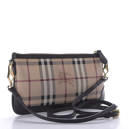 Burberry Haymarket Check Small Peyton Crossbody Clutch Bag Chocolate 2 of 9