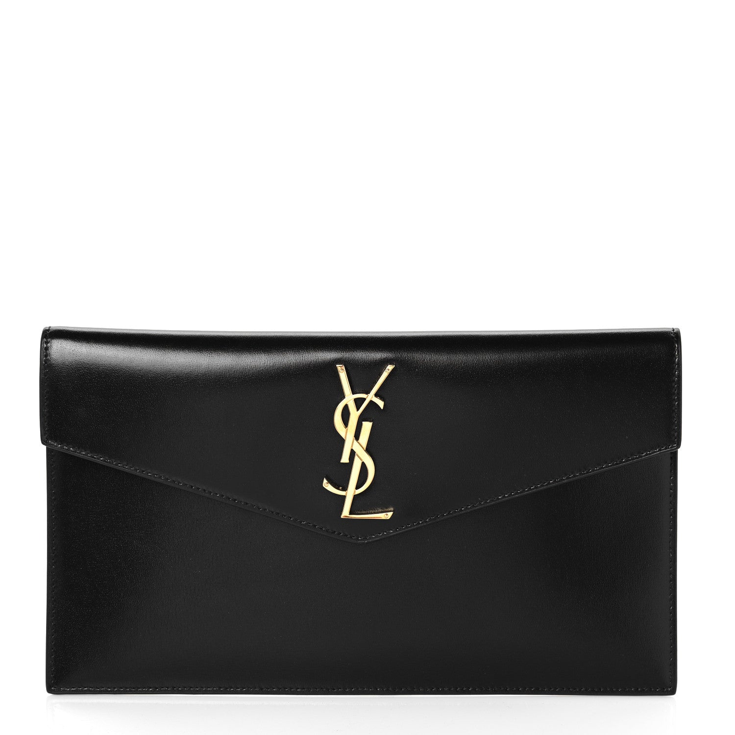 Saint Laurent Smooth Shiny Calfskin Monogram Uptown Pouch Black 1 of 9