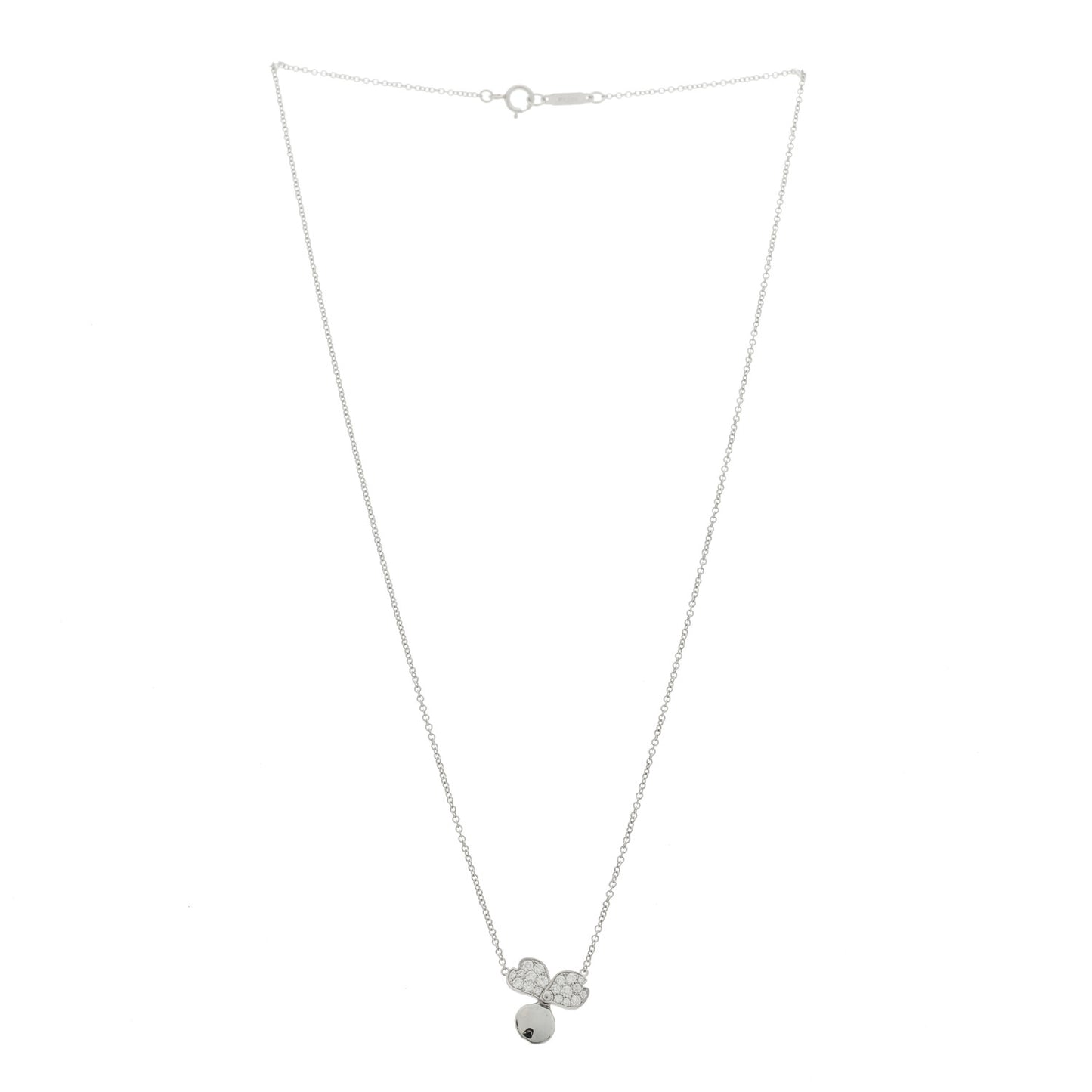 Platinum Diamond .17ctw Small Paper Flowers Pendant Necklace