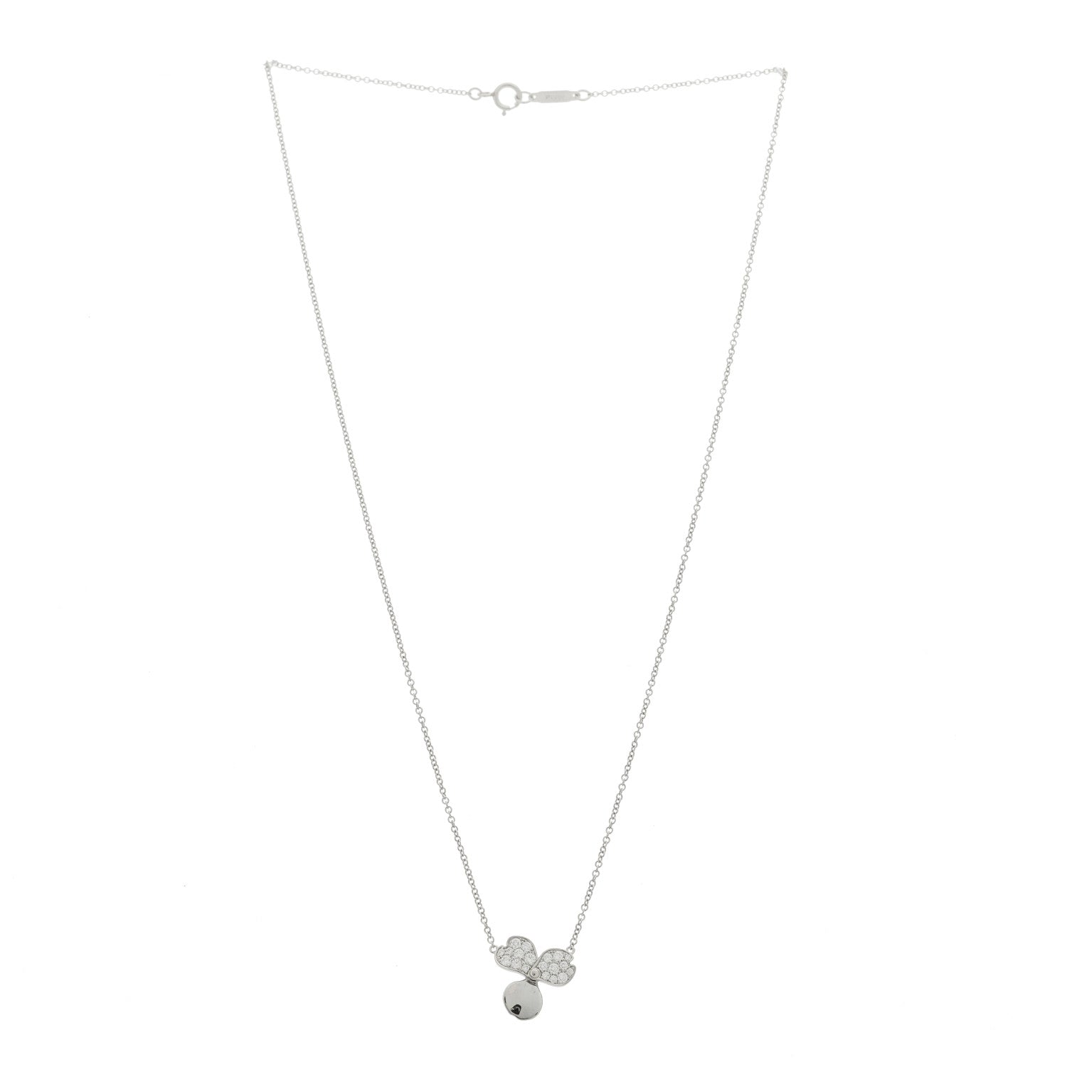 Tiffany Platinum Diamond .17ctw Small Paper Flowers Pendant Necklace 3 of 6