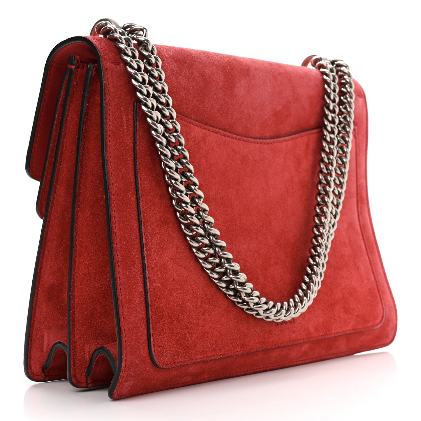Suede Vitello Velvet Medium Dionysus Shoulder Bag Vulcanic Red