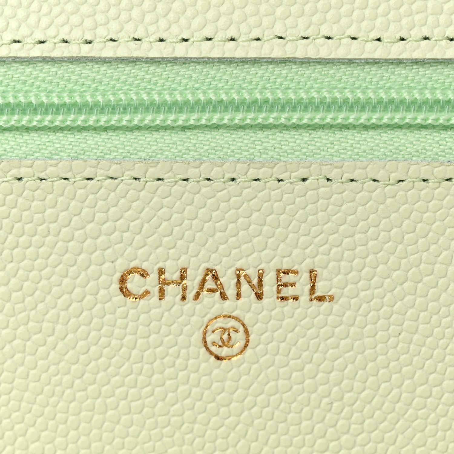 Chanel Caviar Quilted Wallet on Chain WOC Light Green 6 of 12