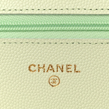 Chanel Caviar Quilted Wallet on Chain WOC Light Green 6 of 12