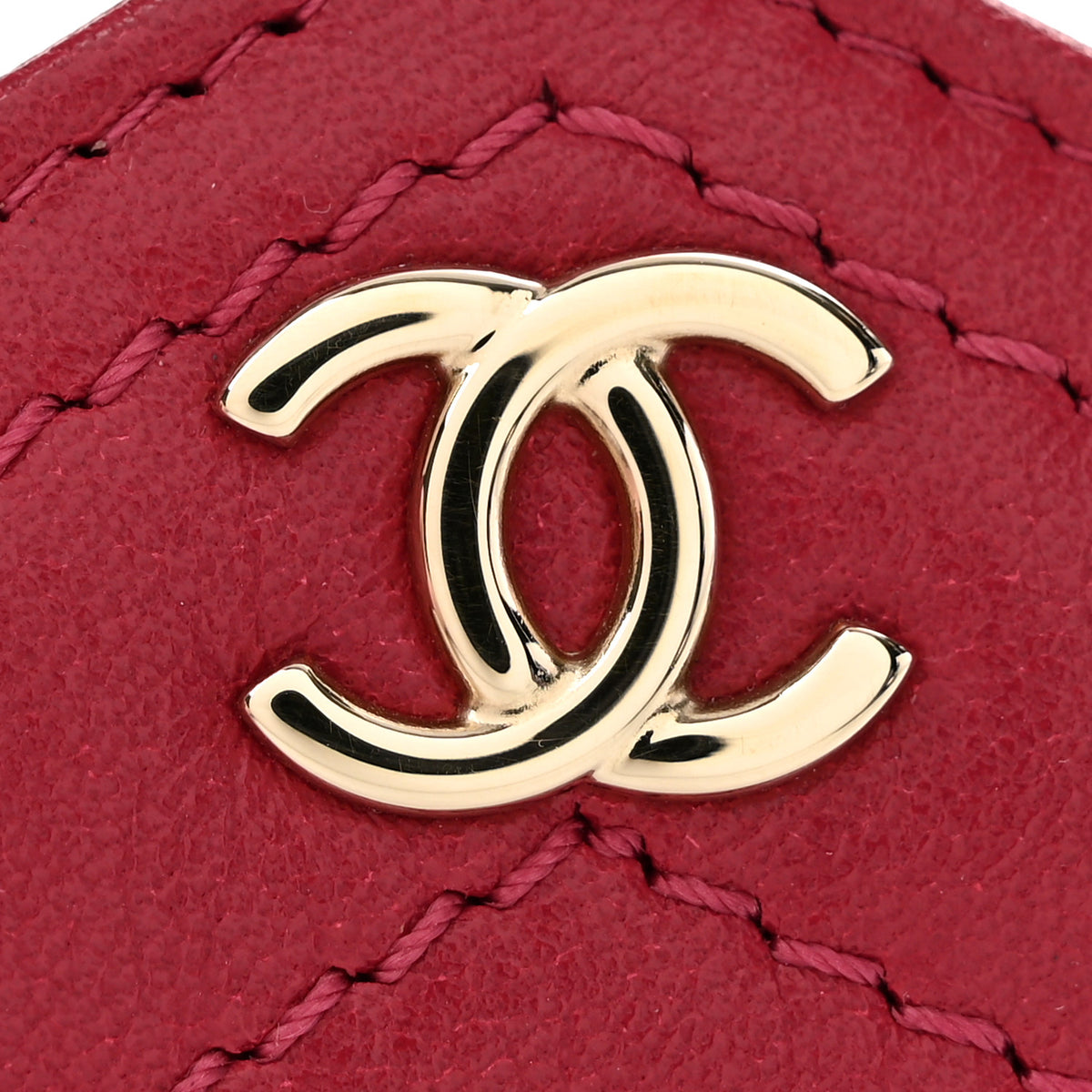 Calfskin Chevron Quilted Compact Flap Wallet Dark Pink