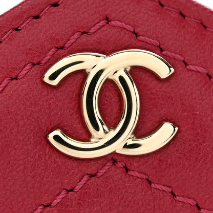Chanel Calfskin Chevron Quilted Compact Flap Wallet Dark Pink 10 of 11