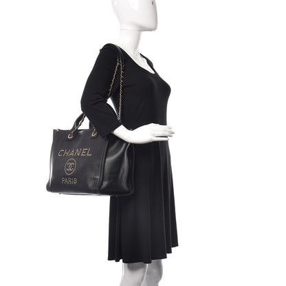 Chanel Caviar Small Studded Deauville Tote Black 2 of 17