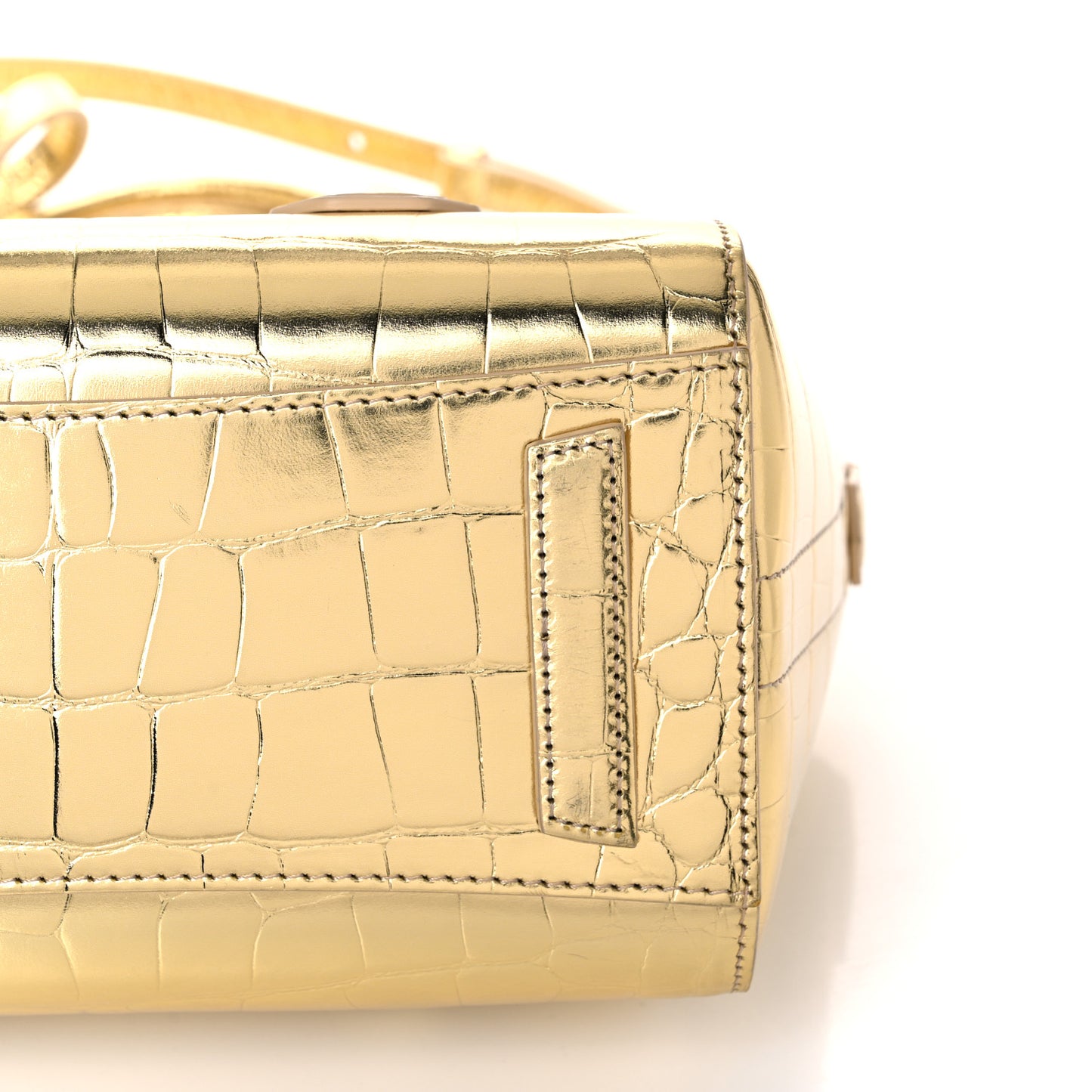 Calfskin Crocodile Embossed Mini Lock Antigona Gold