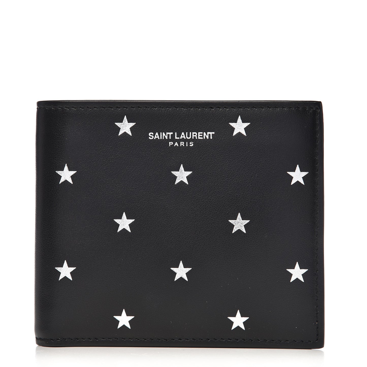 Calfskin Star Print East West Wallet Black