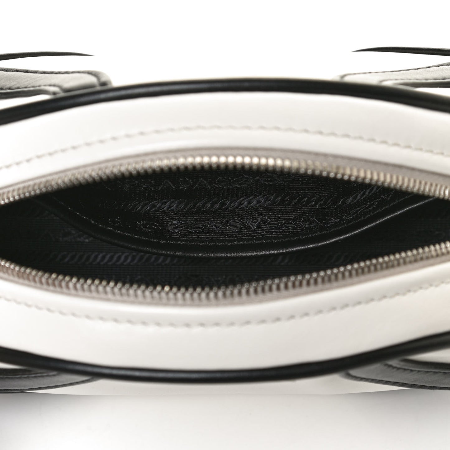 Soft Calfskin Bowling Crossbody Bag White Black