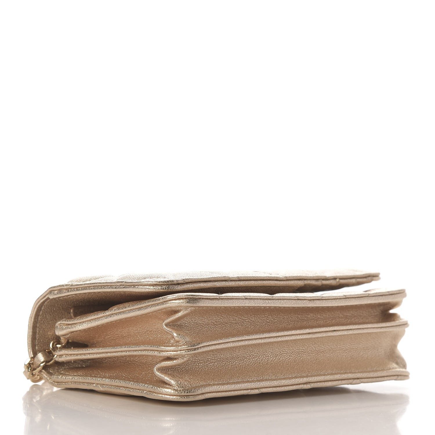 Chanel Metallic Lambskin Quilted Mini Wallet On Chain WOC Gold 4 of 11