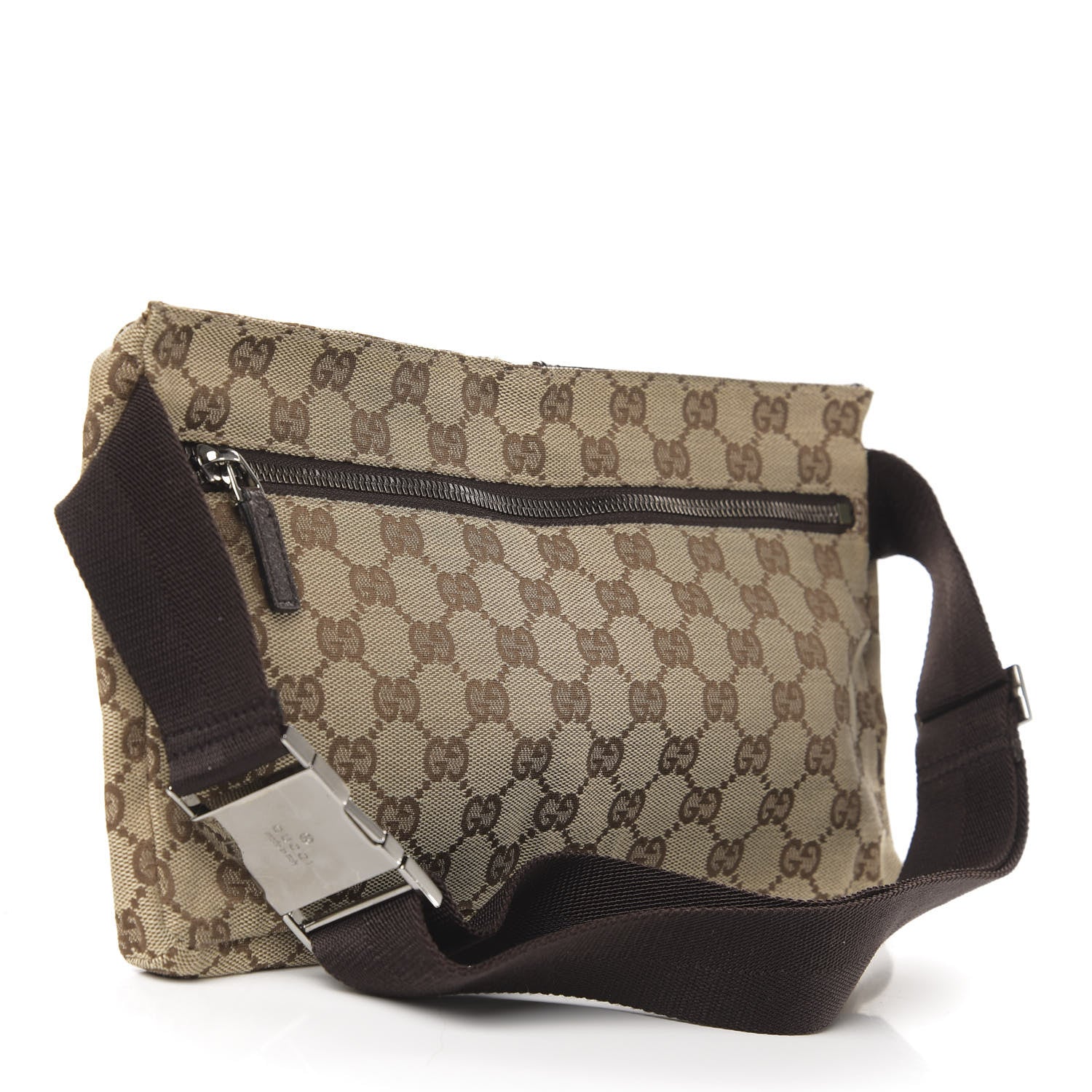 Gucci GG Monogram Web Double Pocket Belt Bag Dark Brown 3 of 10