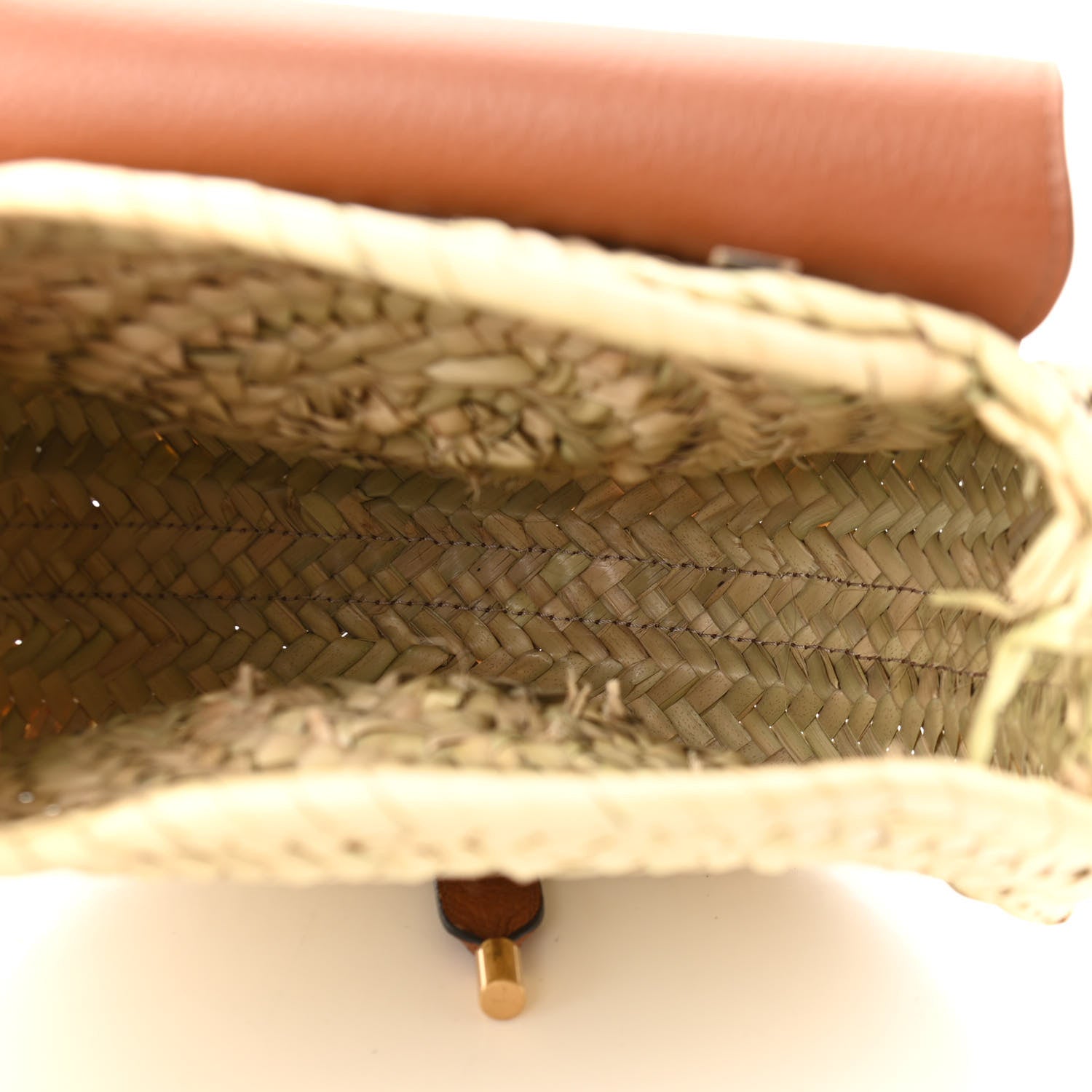 Chloe Raffia Small Grain Calfskin Small Marcie Basket Crossbody Tan 5 of 9