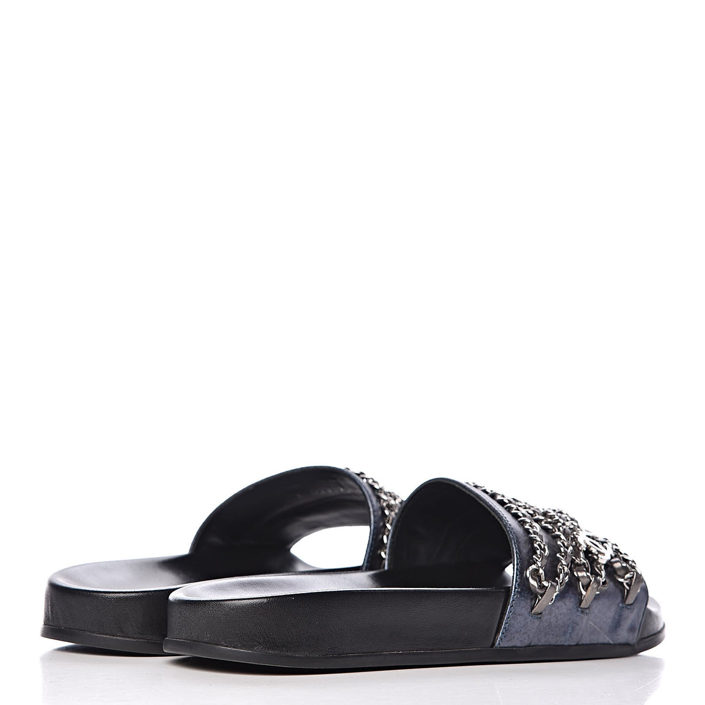 Fantasy Lambskin Chain Flat Sandals 37 Blue