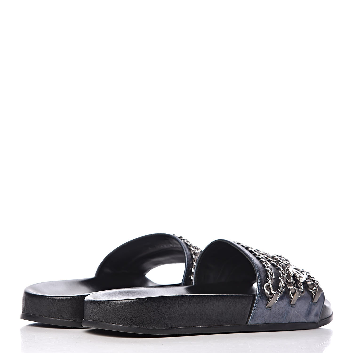 Chanel Fantasy Lambskin Chain Flat Sandals 37 Blue 4 of 8