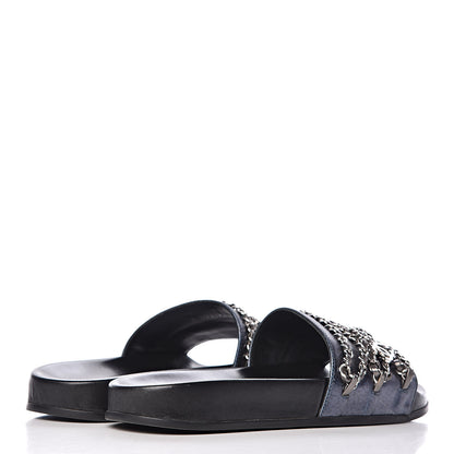 Chanel Fantasy Lambskin Chain Flat Sandals 37 Blue 4 of 8