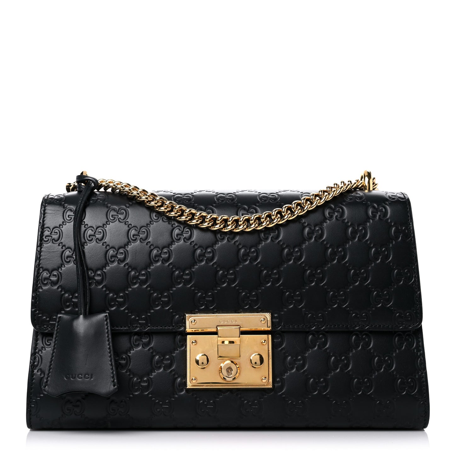 Guccissima Medium Padlock Shoulder Bag Black