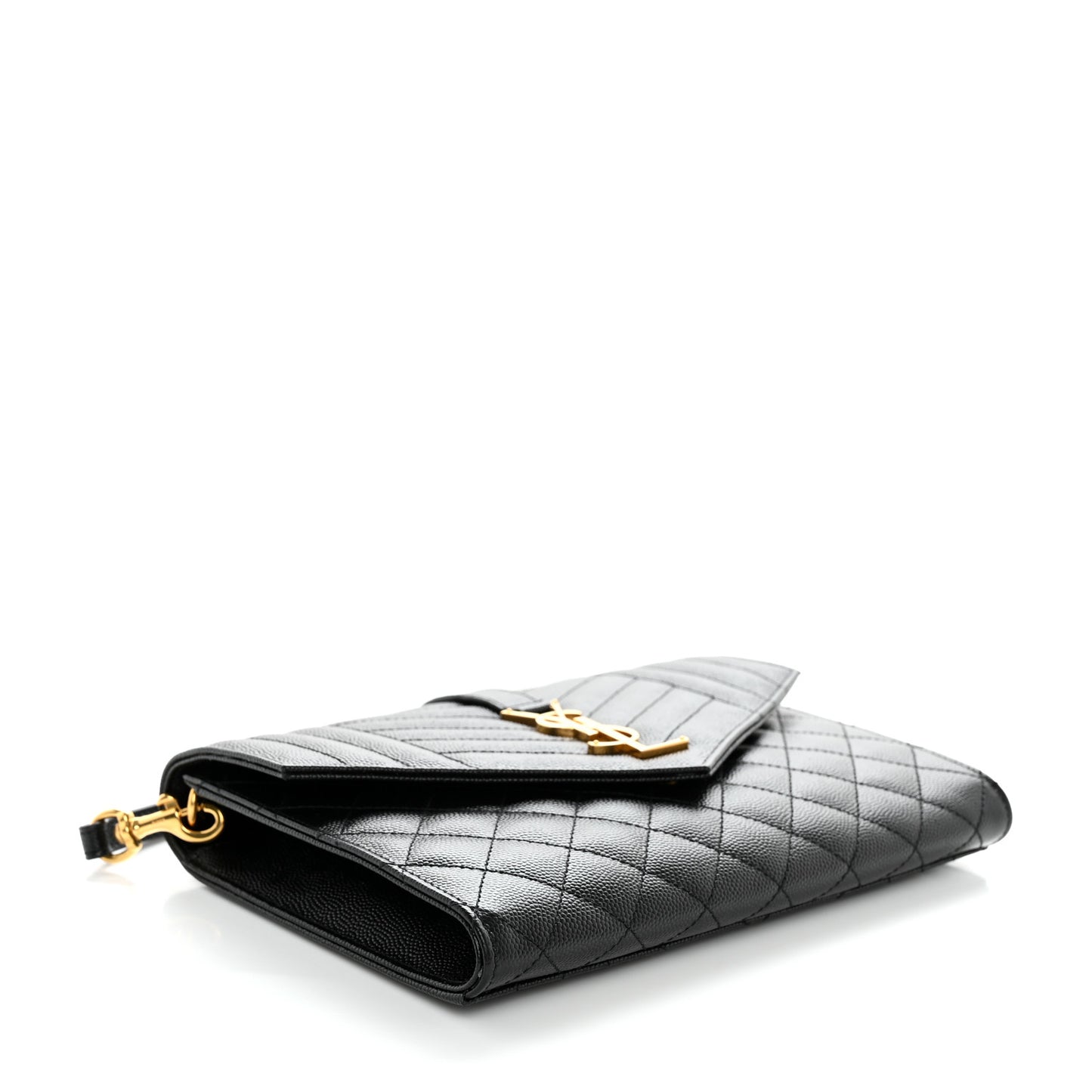 Grain De Poudre Textured Mixed Matelasse Triquilt Monogram Clutch Black